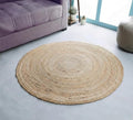 Jute Braided Woven Area Rug 4 Feet Round (4' Round / Natural)