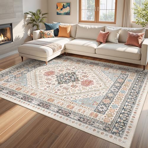 Area Rugs 5x7 Washable Rugs for Living Room (Blue/Red/Multi / 5' x 7' (Rectangular))