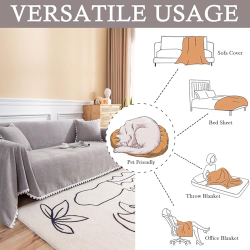 Couch Cover for Dogs Grey Sectional Couch Covers for 3 Cushion Couch Sofa Flower Lace Sofa Covers Machine Washable Easy Install Futon L Shaped Couch Cushion Covers for Cat Kids (71" x 134" / Daisy:grey)
