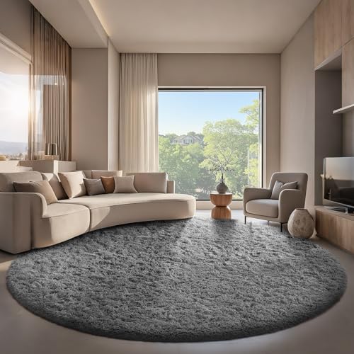 Round Rug 8Ft Grey Circle Area Rugs (1- Grey / 8' (Round))
