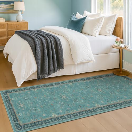 Boho 2x6 Non Slip Kitchen Rug Runner (2' x 6' (Runner) / Emerald Teal)