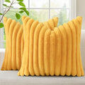 Fall Faux Fur Throw Pillow Covers 18x18 Set of 2 Mustard Yellow (Mustard Yellow / 18" x 18" (Pack of 2))