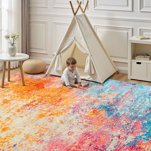 4x6 Area Rugs for Living Room (02-rainbow / 4' x 6' (Rectangular))