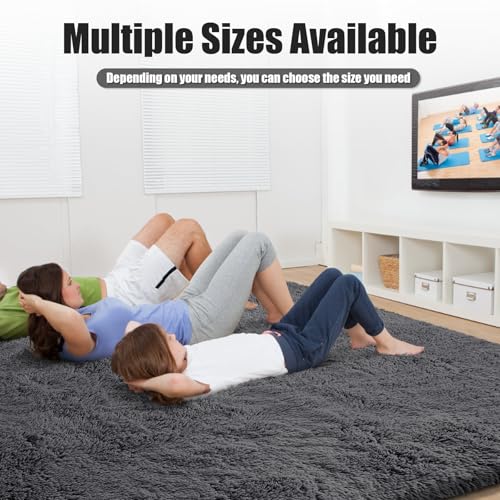 Ultra Soft Fluffy Area Rugs for Bedroom Living Room (Deep Grey / 10' x 14' (Rectangular))