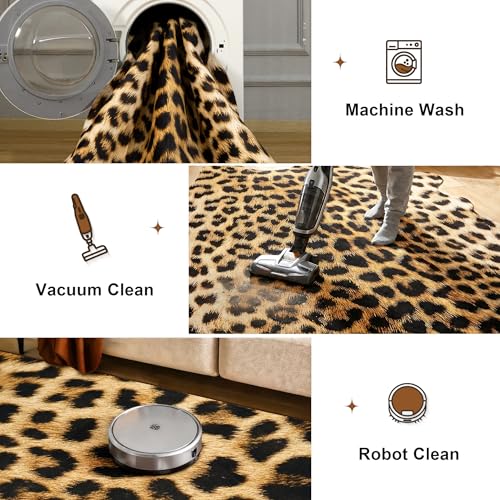Western Faux Leopard Rug (6'3" x 5'2" (6.2"×5.2 ft) / Black and Gold)