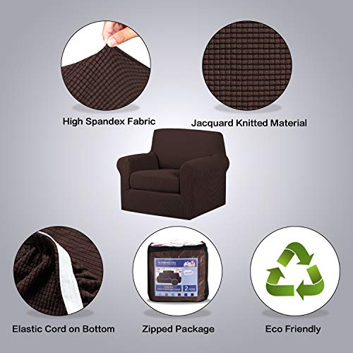 2 Pieces Chair Cover Slipcover Furniture Protector Armchair Cover Couch Covers Fit Chair Width Up to 47 Inch (Small / Chocolate)