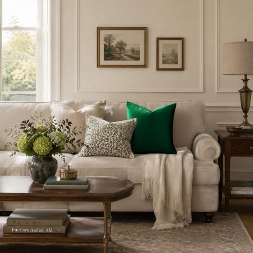 Green Velvet Pillow Covers 18x18 Decorative Pillows Pack of 2 (Forest Green / 18" x 18" (Pack of 2))