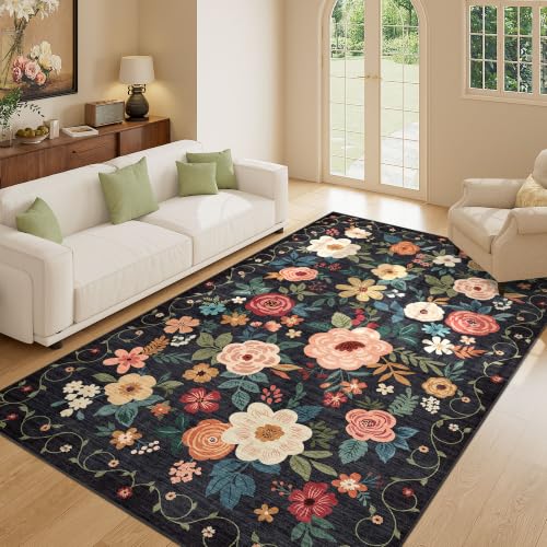 5x8 Area Rug for Bedroom (Black / 5' x 8' (Rectangular))