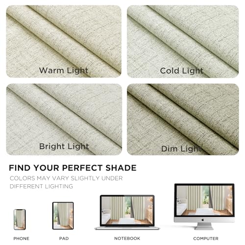 Blackout Curtains for Bedroom (Light Beige / 52"W x 96"L (Pack of 2))