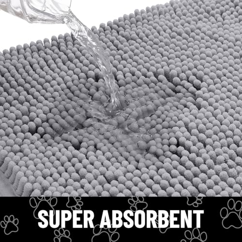 Dog Door Mat for Muddy Paws (40"X32" / Grey and White)