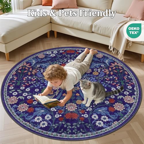 Round Area Rug Living Room (Blue / 6' (Round))
