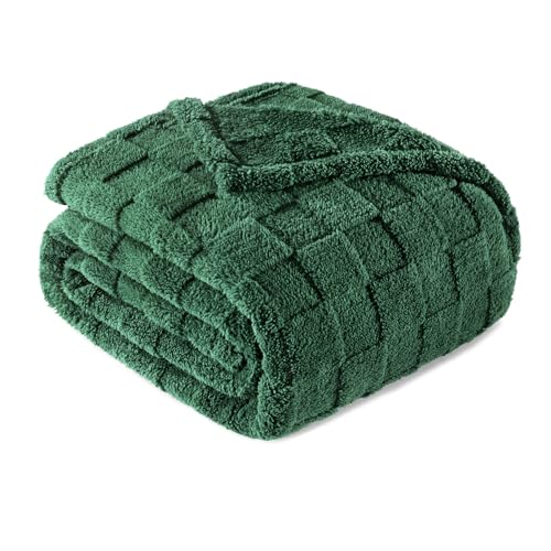 3D Checkered Fleece Throw Blanket for Couch (Green / Throw (50"x60"))