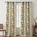 Floral Curtains 90 Inches Long 2 Panels Unique Natural Beige Luxury Elegant Colorful Euro Flower Hummingbird Patterned Rustic Vintage Grommet Drapes for Classroom Room Office Closet 52x90 (Beige / 52"W x 90"L (Pack of 2))