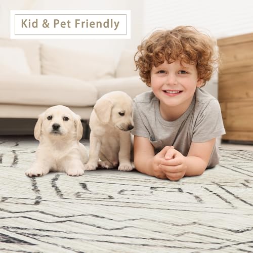 8x10 Washable Area Rugs for Living Room (8' x 10' (Rectangular) / Morocco-beige-black-brown)