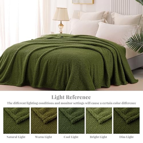 Extra Large Soft Fleece Throw Blanket for Couch (Olive / Throw(50x70 In))