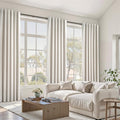 Living Room Curtains 102 Inches Long for Large Window Cream Ivory Birch Linen Texture 100% Blackout Curtains for Bedroom Noise Reduction Curtains Farmhouse Style 2 Panels (Birch / 40"W x 102"L (Pack of 2))