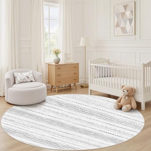 Round Rug Boho Area Rugs (Color Gray / 5' X 5' (Round))