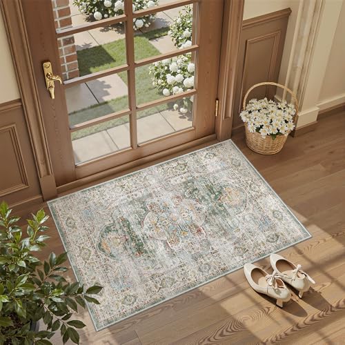 Washable Area Rug 2x3 Small Entryway Rugs Non (Green / 2' x 3' (Rectangular))
