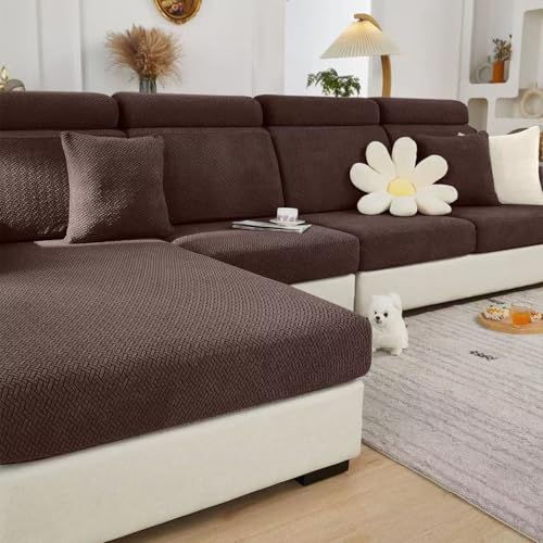 Sofa Covers Couch Covers for Sofa Pet Friendly Couch Cushion Covers Universal Sofa Covers Washable Stretch Slipcovers for Sectional Sofa (Texture Brown / Back Cover M)