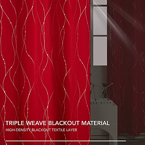 Living Room Curtains 54 Inches Long (Red/Wave Dots / 38"W x 54"L (Pack of 2))