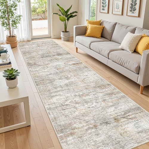 2x10 Runner Rug Non Slip (Grey/Rust / 2' x 10' (Runner))