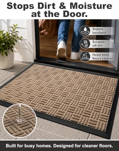 Front Door Mat Outdoor Entrance (Sandstone Beige / 3'10" x 6'1" (Rectangular))