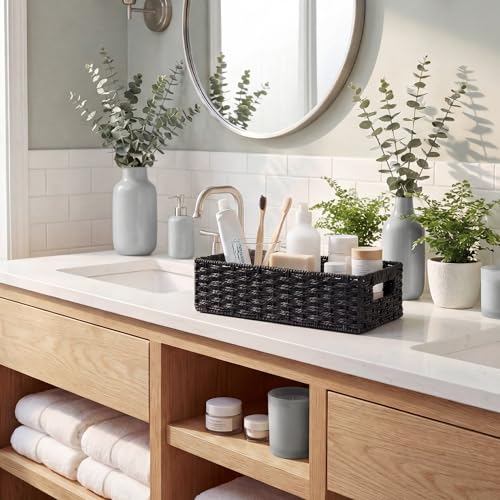 Toilet Basket Tank Topper (Black / 14¼" L x 6¾" W x 3¾" H)