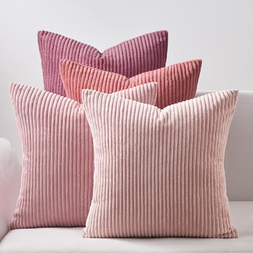Pink Throw Pillow Covers 16x16 Inch Set of 4 (Pink / 22" x 22" (Pack of 4))