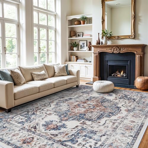 Washable Large 9x12 Area Rug (9' x 12' (Rectangular) / Brick)