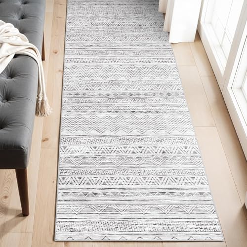 2x6 Runner Rug Washable Moroccan (Grey / 2' x 6')
