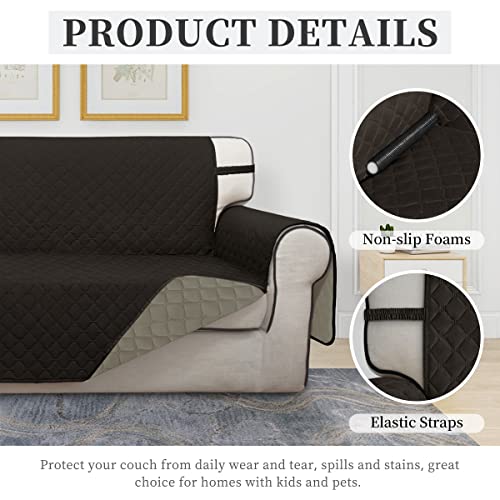 Double Protection 100% Waterproof Chair Sofa Covers for Living Room (Chocolate/Beige / Chair Small)