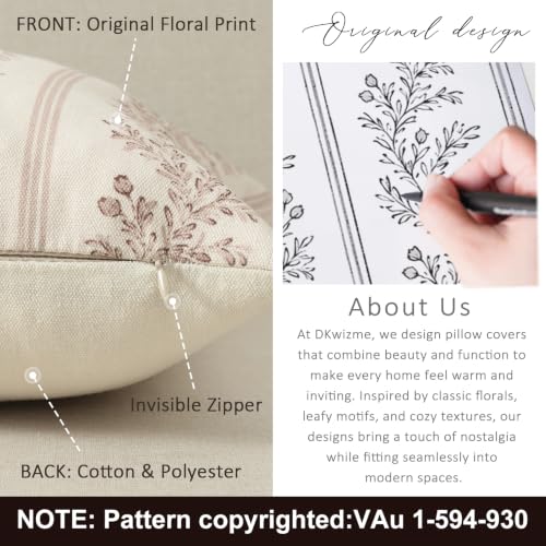Vintage Throw Pillow Covers 18x18 Set of 2 (Blush Bloom / 18" x 18" (Pack of 2))