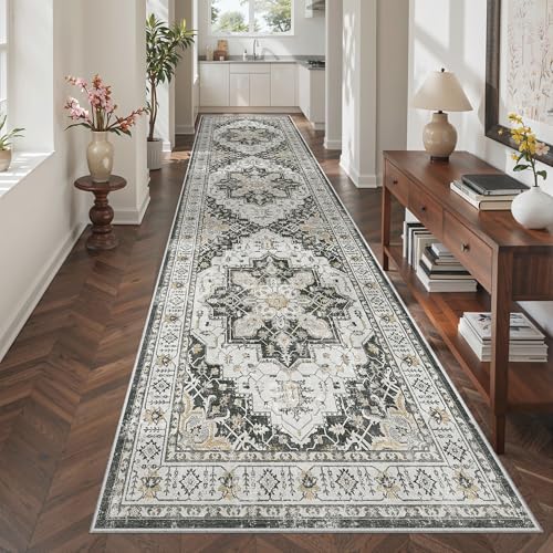 Hallway Runner Rug 3x10 Washable Kitchen Runners 10ft (Black / 3' x 10' (Runner))