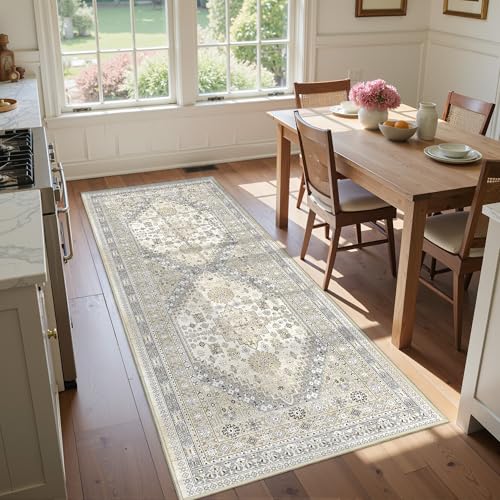 3x8 Runner Rug Non Slip Washable Rugs for Entryway (Beige / 3' x 8' (Runner))