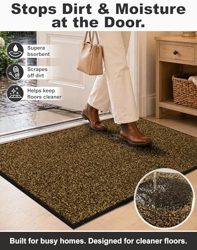 Super Absorbent Front Door Mat (Brown / 3' x 4' (Rectangular))