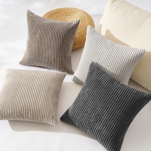 4 Packs Natural Decorative Throw Pillows Covers 20x20 Inch for Living Room Couch Bed Sofa (Natural / 20" x 20" (Pack of 4))
