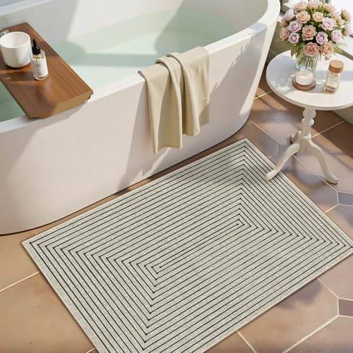2x3 Entryway Rug Small Modern Abstract Door Mat (Beige / 2' x 3' (Rectangular))