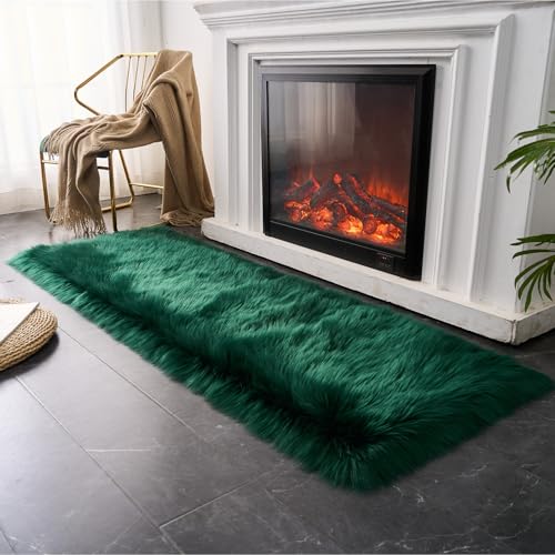 Ultra Soft Fluffy Rugs Faux Fur Rug Chair Cover Seat Pad Fuzzy Area Rug (Darkgreen / 2' x 6' (Rectangular))