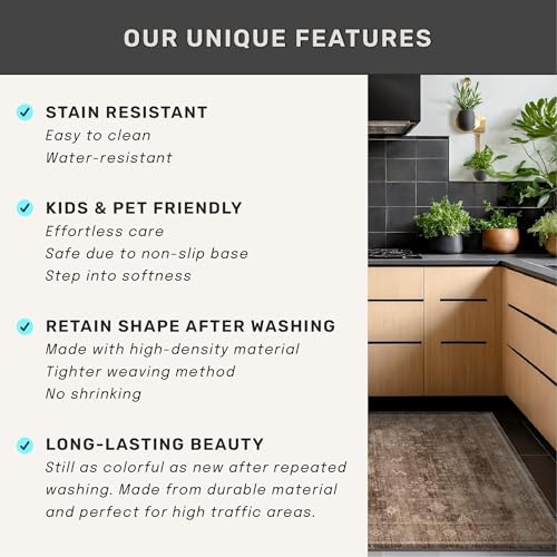 Brown Boho Washable 2x7 Runner Rugs for Hallway Kitchen Bedroom Beside Laundry Room Bathroom Rug (2' x 7' (Runner) / Brown)