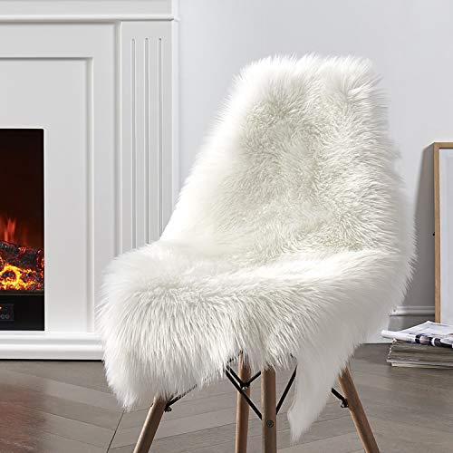 Faux Sheepskin Rugs Soft Faux Fur Rug White Fluffy 2x3 Feet (2' x 3' (Sheepskin) / White)