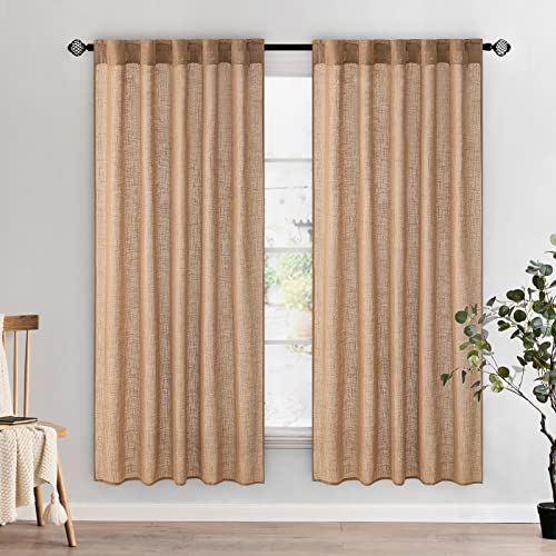 Brown Linen Curtains 52x72 Inch for Bedroom Living Room (52"W x 72"L (Pack of 2) / Linen Brown)