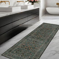 Dark Green 2x7 Long Washable Runner Rug Non Slip (Dark Green / Black / 2' x 7' (Runner))
