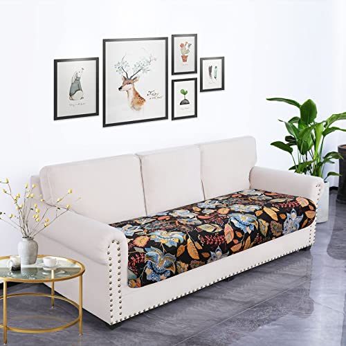 Printed Couch Cushion Covers (Black & Orange / Seat Cover Large)