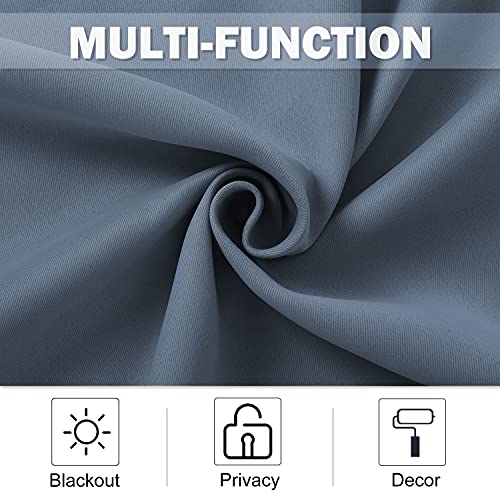 Window Short Curtains for Kitchen Home Fashion for Cafe Window (Stone Blue / 42"W x 36"L (Pack of 2))