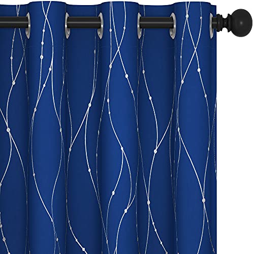 Living Room Curtains 54 Inches Long (Royal Blue/Wave Dots / 52"W x 54"L (Pack of 2))