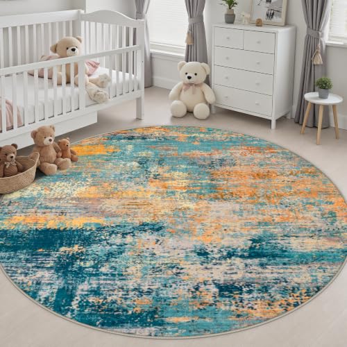 Round Area Rug Living Room (Rosy Haze / 6' (Round))