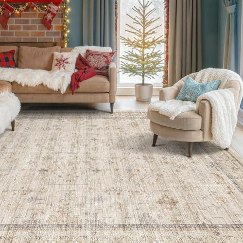 Washable Ivory 6x9 Living Room Rug (6' x 9' (Rectangular) / Light Sand Beige)
