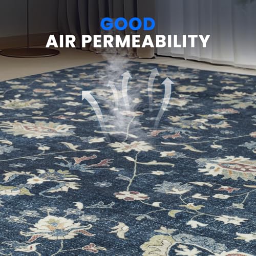 8x10 Boho Washable Area Rugs for Living Room (8' x 10' (Rectangular) / Blue-brown-brownness-white)