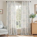 Blue Floral Linen Curtains 96 Long for Living Room 2 Panels (Blue / 42"W x 96"L (Pack of 2))