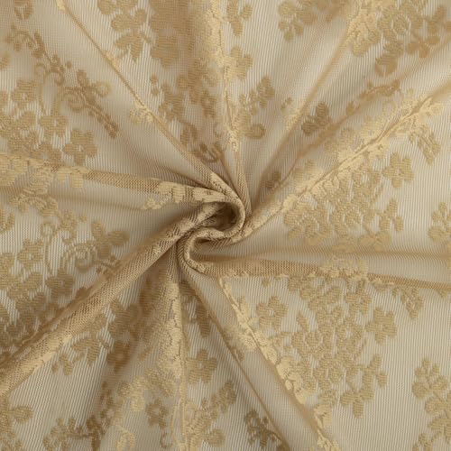 Vintage Lace Curtains 2 Panels Farmhouse Short Tan Sheer Curtains for Kitchen Bathroom Rustic Scalloped Half Drapes 45 inch Length Light Filtering W52 X L45 (Taupe / 52"W x 45"L (Pack of 2))